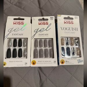 KISS Gel Fantasy and Voguish Nails - Black, Gray, Silver Glitter